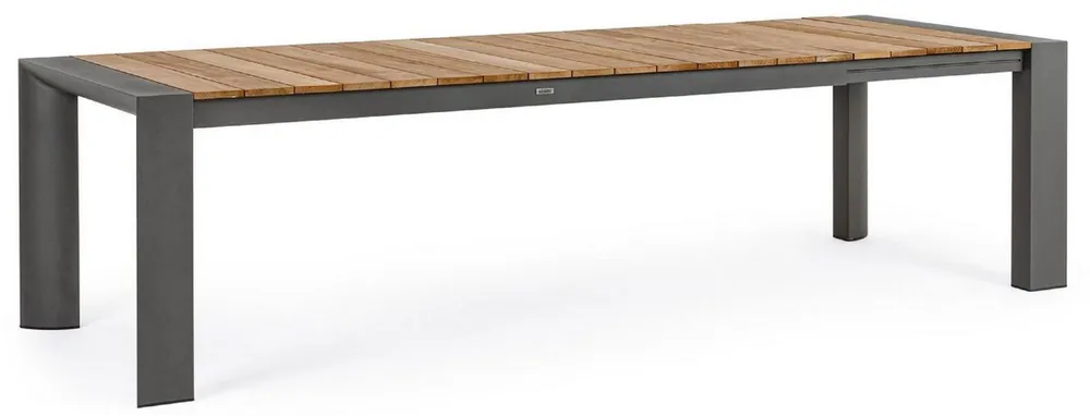 Top-Angebot Casa Padrino Luxus Gartentisch Naturfarben / Grau 228-294 x 100 x H. 75 cm - Ausziehbarer Garten Esstisch mit Teakholz Tischplatte und Aluminium Beinen - Luxus Garten & Terrassen Möbel