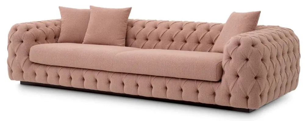 Neue Ware Casa Padrino Luxus Chesterfield Sofa Vintage Rosa / Schwarz 255 x 105 x H. 60 cm - Wohnzimmer Sofa - Hotel Sofa - Wohnzimmer Möbel - Chesterfield Möbel - Luxus Möbel - Luxus Einrichtung