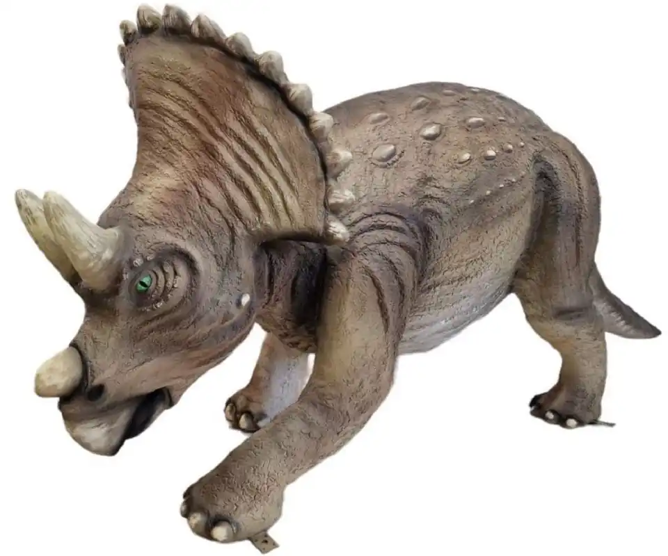 Versand Am Gleichen Tag Casa Padrino Luxus Deko Skulptur Dinosaurier Triceratops Braun 213 x 73 x H. 93 cm - Riesige Gartenskulptur - Lebensgroße Skulptur - XXL Deko Skulptur - XXL Deko Figur - XXL Dinosaurier