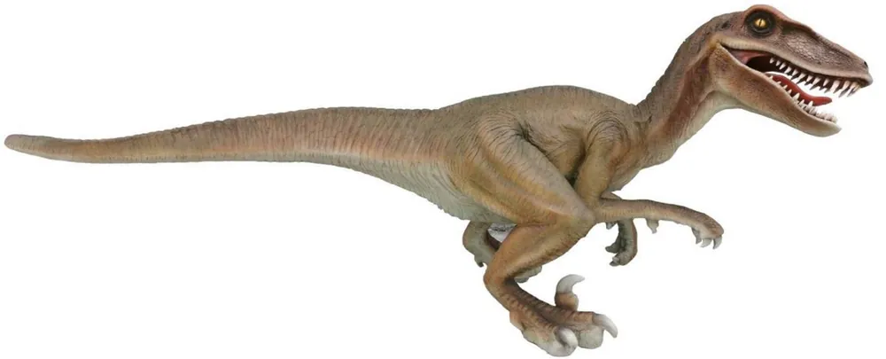Casa Padrino Luxus Deko Skulptur Dinosaurier Velociraptor Braun 355 x 127 x H. 150 cm - Riesige Gartenskulptur - Lebensgroße Skulptur - XXL Deko Skulptur - XXL Deko Figur - XXL Dinosaurier Sofort Bestellen