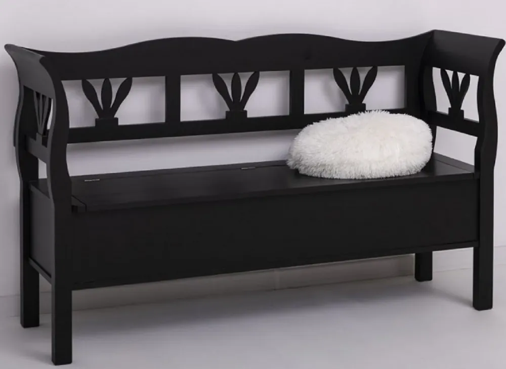 Jetzt Kaufen Casa Padrino Landhausstil Sitzbank Schwarz 163 x 48 x H. 92 cm - Massivholz Bank mit Stauraum - Massivholz Möbel - Landhausstil Möbel - Landhausstil Einrichtung