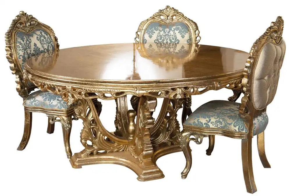 Casa Padrino Luxus Barock Esstisch Gold - Runder Barockstil Esszimmer Tisch - Runder Barockstil Küchen Tisch - Luxus Esszimmer Möbel im Barockstil - Barock Esszimmer Möbel Neue Ware