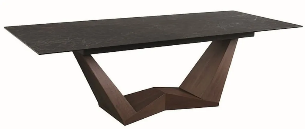 Casa Padrino Designer Esstisch Schwarz / Braun 200-250 x 98 x H. 76 cm - Ausziehbarer Esszimmertisch mit Glaskeramik Tischplatte - Esszimmer Möbel - Küchen Möbel - Designer Möbel Online Kaufen