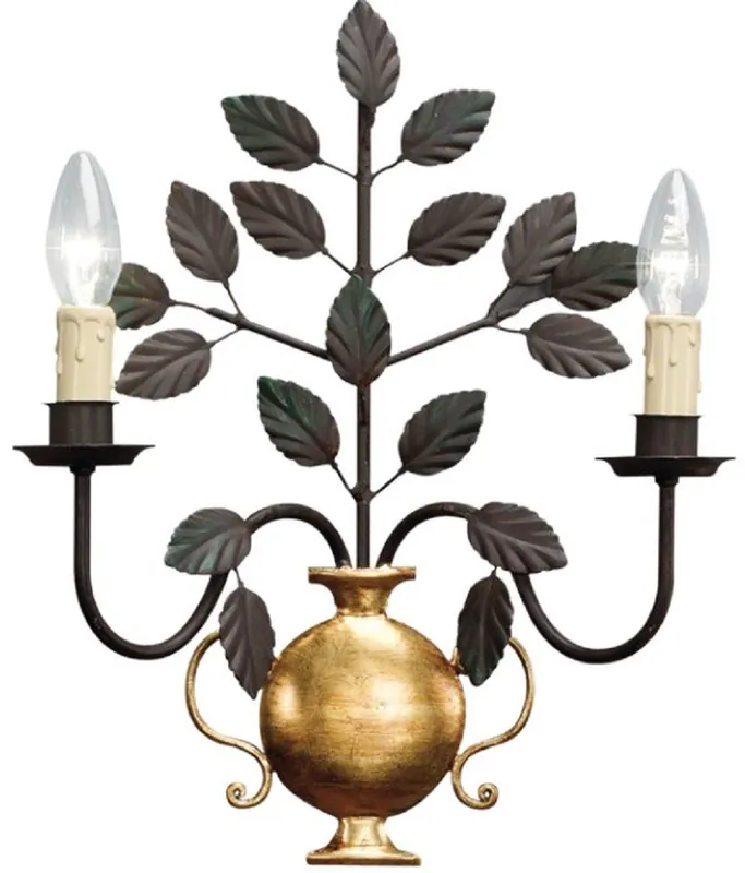 Casa Padrino Luxus Barock Doppel Wandleuchte Schwarz / Gold 33 x 14 x H. 40 cm - Elegante Kristall Wandlampe - Wohnzimmer Wandleuchte im Barockstil - Barock Leuchten - Luxus Qualität - Made in Italy Rabatt