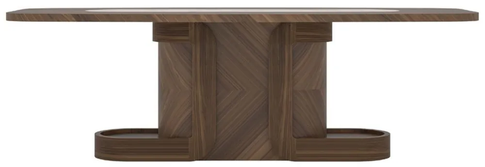 Bestseller Casa Padrino Luxus Esstisch Braun / Beige 240 x 100 x H. 80 cm - Massivholz Esszimmertisch mit Marmorplatte - Esszimmer Möbel - Luxus Möbel - Luxus Esszimmer Einrichtung