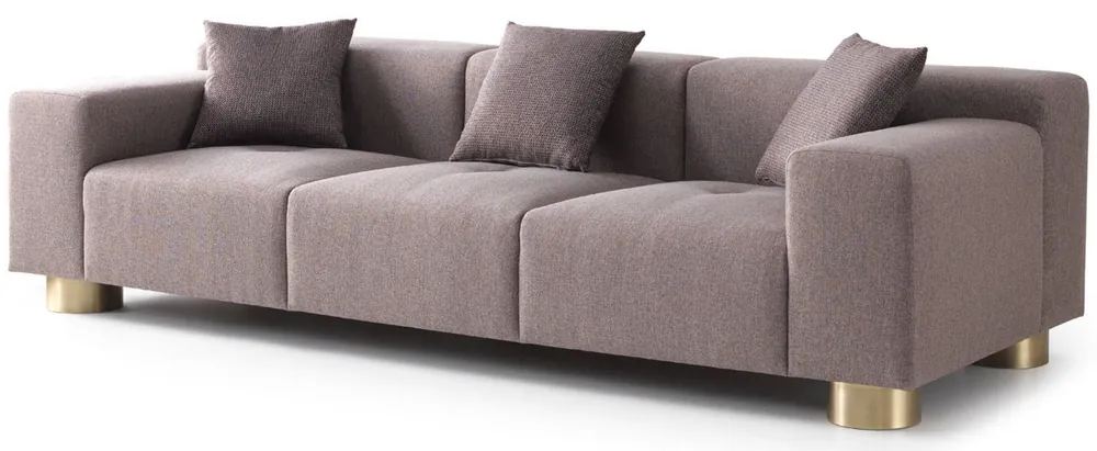 Casa Padrino Luxus Sofa Grau / Messing 260 x 100 x H. 70 cm - Wohnzimmer Sofa - Hotel Sofa - Wohnzimmer Möbel - Wohnzimmer Einrichtung - Hotel Möbel - Luxus Möbel - Luxus Einrichtung Schneller Versand