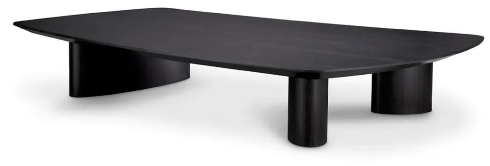 Direkt Vom Hersteller Casa Padrino Luxus Couchtisch Schwarzgrau 185 x 120 x H. 30 cm - Massivholz Wohnzimmertisch mit leicht gebogener Tischplatte - Wohnzimmer Möbel - Hotel Möbel - Luxus Möbel - Luxus Einrichtung