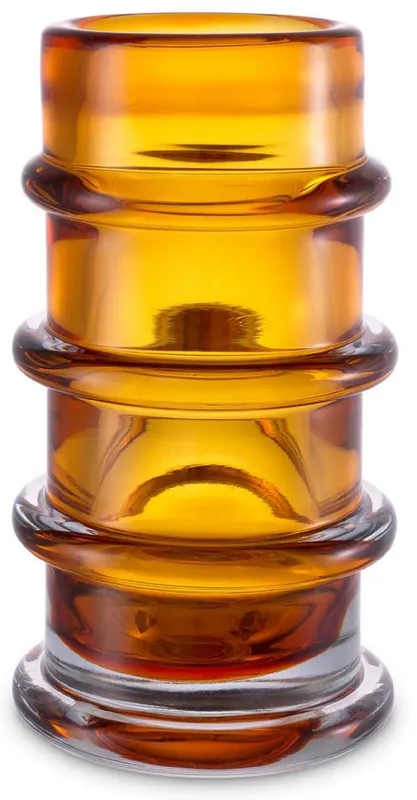 Casa Padrino Luxus Glas Vase Bernstein Ø 16 x H. 29,5 cm - Mundgeblasene Blumenvase - Runde Deko Blumenvase - Deko Accessoires - Deko Glas Vasen - Luxus Accessoires Angebot