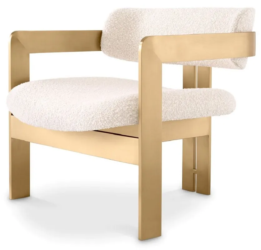 Casa Padrino Luxus Sessel Creme / Messing 70 x 70 x H. 68 cm - Wohnzimmer Sessel - Hotel Sessel - Wohnzimmer Möbel - Luxus Möbel - Wohnzimmer Einrichtung - Luxus Einrichtung - Möbel Luxus Direkt Vom Hersteller