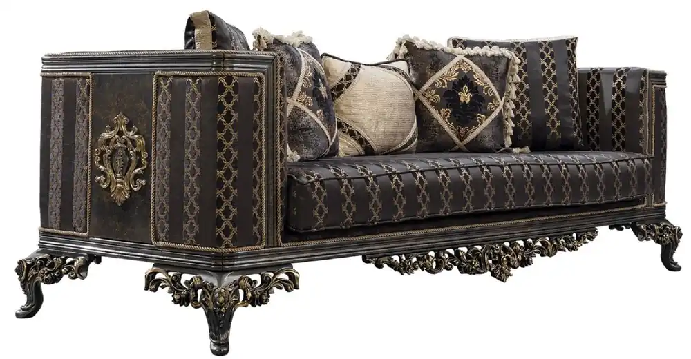 Billig Casa Padrino Luxus Barock Sofa Lila / Grau / Gold - Barockstil Wohnzimmer Sofa mit elegantem Muster - Luxus Wohnzimmer Möbel im Barockstil - Barock Einrichtung - Barock Möbel