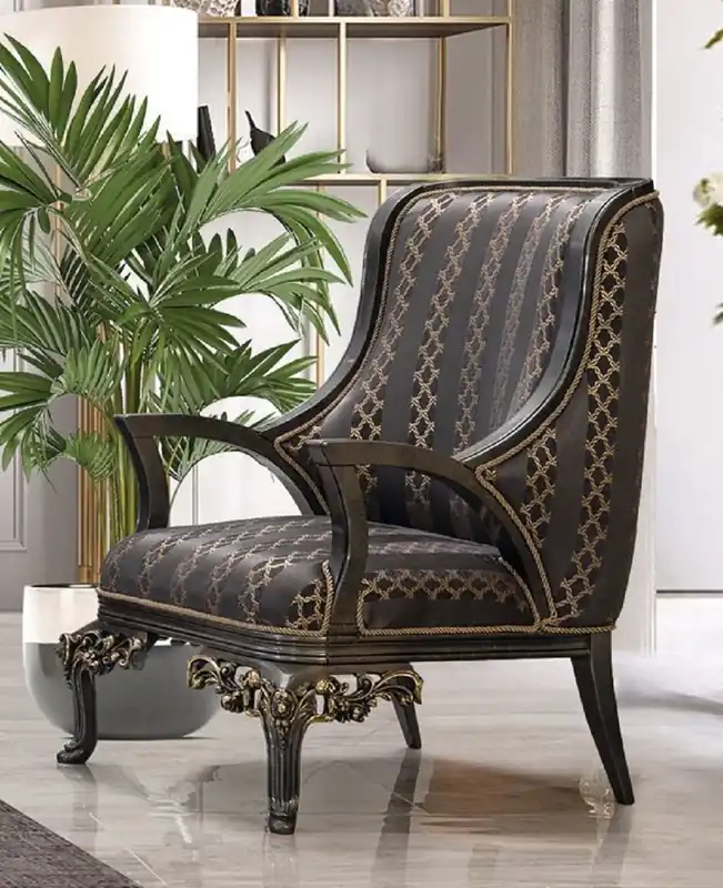 Abverkauf Casa Padrino Luxus Barock Sessel Lila / Grau / Gold - Prunkvoller Wohnzimmer Sessel mit elegantem Muster - Luxus Wohnzimmer Möbel im Barockstil - Barock Möbel - Barock Einrichtung