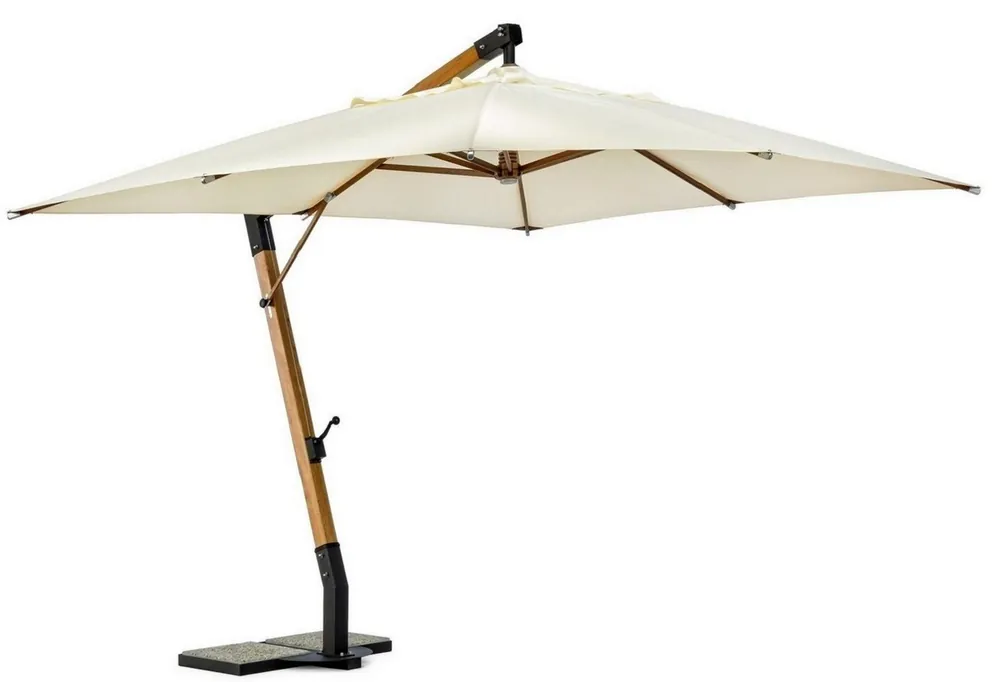 Jetzt Bestellen Casa Padrino Luxus Ampelschirm mit Ständer Braun / Schwarz / Creme 400 x 300 x H. 320 cm - Garten Sonnenschirm - Terrassen Sonnenschirm - Balkon Sonnenschirm - Garten Terrassen Balkon Accessoires