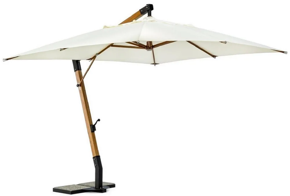 Casa Padrino Luxus Ampelschirm mit Ständer Braun / Schwarz / Creme 300 x 300 x H. 320 cm - Garten Sonnenschirm - Terrassen Sonnenschirm - Balkon Sonnenschirm - Garten Terrassen Balkon Accessoires Preisreduziert