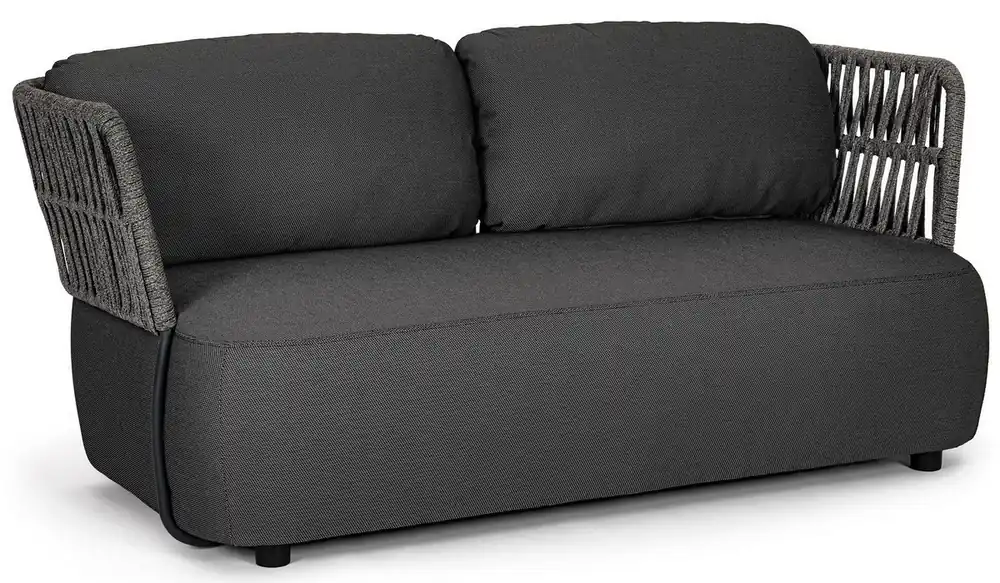 Casa Padrino Luxus Gartensofa Anthrazit / Grau / Schwarz 167 x 86 x H. 79 cm - Wetterbeständiges Garten Sofa - Terrassen Sofa - Garten Möbel - Terrassen Möbel - Outdoor Möbel Neu