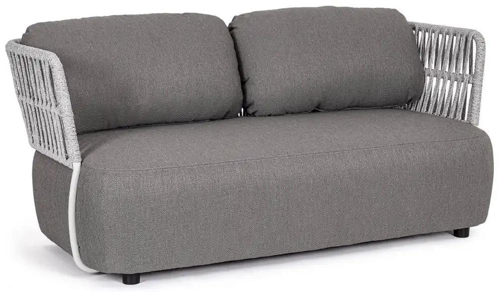 Ausverkauf Casa Padrino Luxus Gartensofa Grau / Hellgrau / Schwarz 167 x 86 x H. 79 cm - Wetterbeständiges Garten Sofa - Terrassen Sofa - Garten Möbel - Terrassen Möbel - Outdoor Möbel
