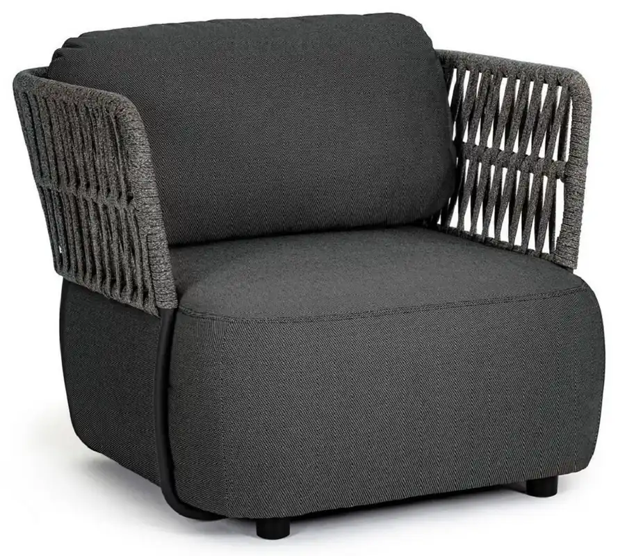 Casa Padrino Luxus Gartensessel Anthrazit / Grau / Schwarz 92 x 86 x H. 79 cm - Wetterbeständiger Garten Sessel - Terrassen Sessel - Garten Möbel - Terrassen Möbel - Outdoor Möbel Versand Am Gleichen Tag