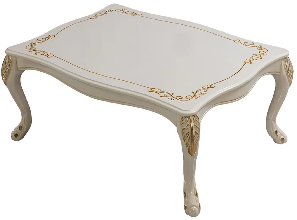 Nur Heute Casa Padrino Luxus Barock Couchtisch Weiß / Gold - Handgefertigter Barockstil Wohnzimmertisch - Luxus Möbel im Barockstil - Barockstil Wohnzimmer Möbel - Barock Einrichtung - Barock Möbel