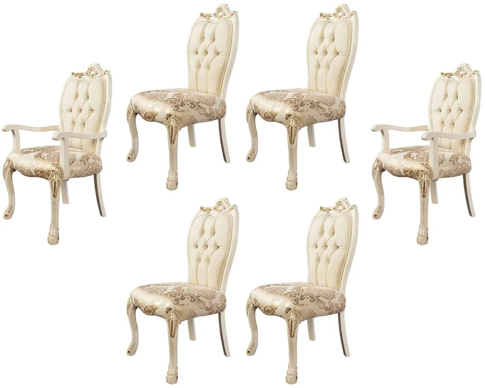 Schneller Versand Casa Padrino Luxus Barock Esszimmer Stuhl 6er Set Weiß / Gold - Prunkvolle Barockstil Küchen Stühle - Barockstil Möbel - Luxus Esszimmer Möbel im Barockstil - Barock Esszimmer Möbel