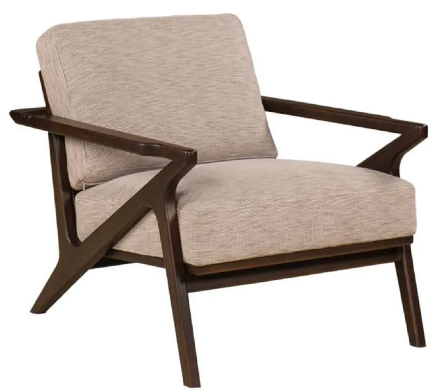 Casa Padrino Luxus Sessel Beige / Dunkelbraun 80 x 70 x H. 100 cm - Wohnzimmer Sessel - Hotel Sessel - Wohnzimmer Möbel - Hotel Möbel - Luxus Möbel - Luxus Wohnzimmer Einrichtung Top-Seller