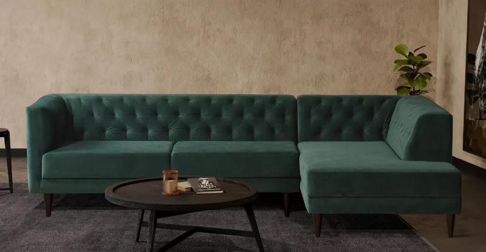 Angebot Casa Padrino Luxus Ecksofa Grün / Schwarz 262 x 178 x H. 74 cm - Wohnzimmer Sofa mit edlem Samtstoff - Wohnzimmer Möbel - Luxus Möbel - Luxus Wohnzimmer Einrichtung