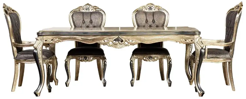 Kracherpreis Casa Padrino Luxus Barock Esstisch Antik Gold / Schwarz - Rechteckiger Barockstil Küchentisch - Luxus Esszimmer Möbel im Barockstil - Barock Esszimmer Möbel - Barock Einrichtung