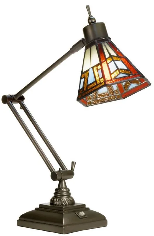 Schneller Versand Casa Padrino Luxus Tiffany Tischleuchte Bronze / Mehrfarbig H. 53 cm - Höhenverstellbare Tiffany Schreibtichleuchte - Tiffany Leuchten - Luxus Interior - Luxus Leuchten - Tiffany Leuchten