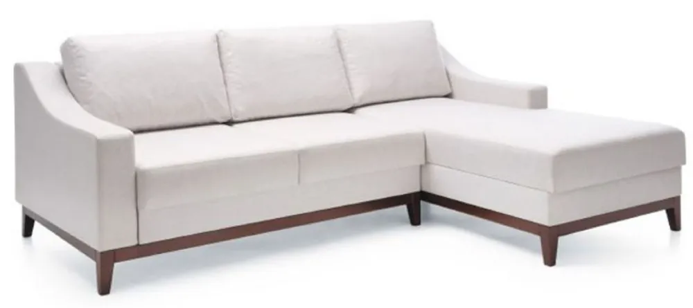 Casa Padrino Luxus Ecksofa Weiß / Dunkelbraun 225 x 173 x H. 77 cm - Wohnzimmer Sofa mit Schlaffunktion - Wohnzimmer Möbel - Luxus Möbel - Luxus Interior Top-Preis