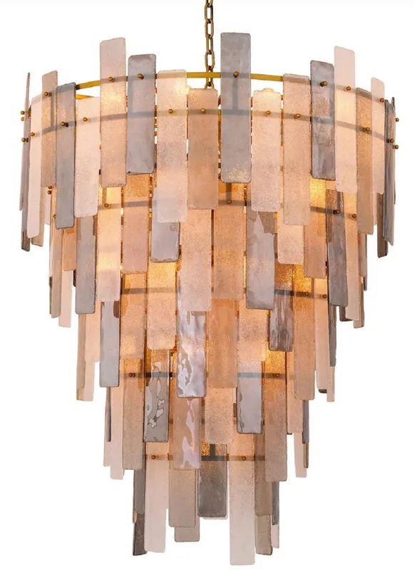 Rabatt Casa Padrino Luxus Kronleuchter Grau / Antik Messing Ø 114 x H. 141 cm - Runder Glas Kronleuchter - Wohnzimmer Kronleuchter - Hotel Kronleuchter - Luxus Möbel - Luxus Interior