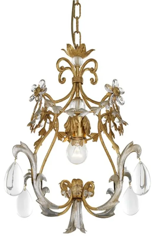 Casa Padrino Luxus Barock Kronleuchter Antik Gold / Antik Silber Ø 40 x H. 45 cm - Prunkvoller Wohnzimmer Kronleuchter im Barockstil - Barockstil Hotel Kronleuchter - Luxus Qualität - Made in Italy Expressversand