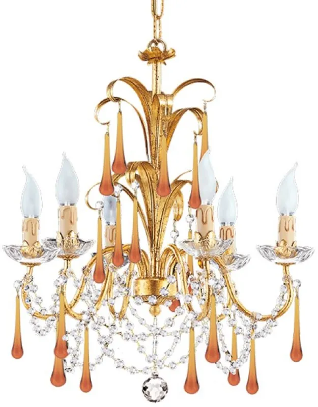 Schnäppchen Casa Padrino Luxus Barock Kronleuchter Gold / Orange Ø 50 x H. 56 cm - Prunkvoller Wohnzimmer Kronleuchter im Barockstil - Barockstil Hotel Kronleuchter - Luxus Qualität - Made in Italy
