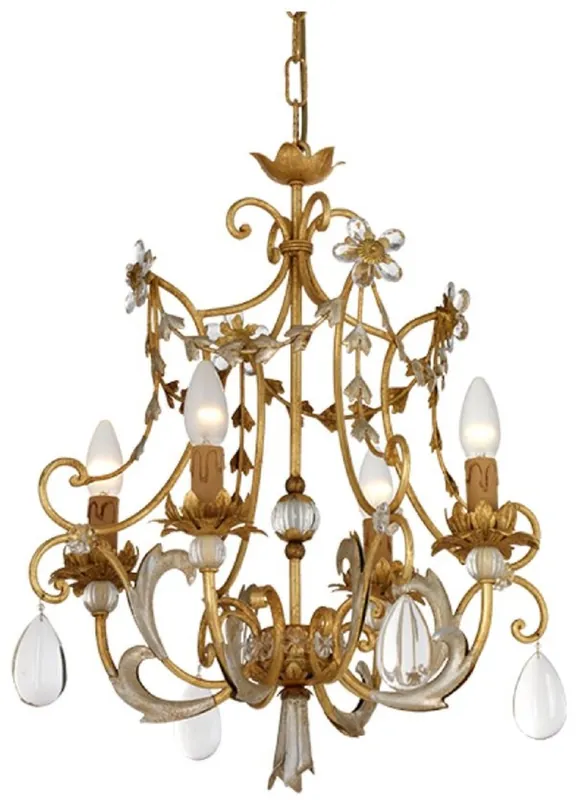 Top-Seller Casa Padrino Luxus Barock Kristall Kronleuchter Antik Gold / Antik Silber Ø 45 x H. 55 cm - Prunkvoller Wohnzimmer Kronleuchter im Barockstil - Luxus Qualität - Made in Italy