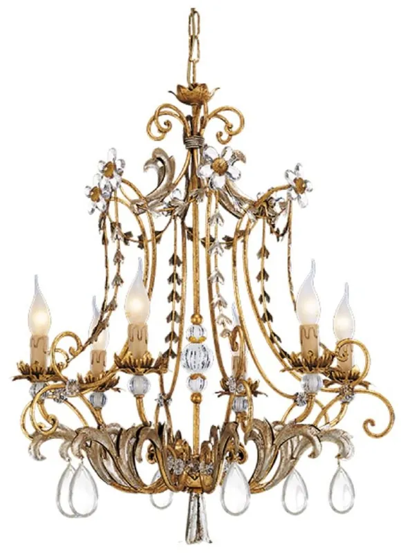 Casa Padrino Luxus Barock Kristall Kronleuchter Antik Gold / Antik Silber Ø 62 x H. 73 cm - Prunkvoller Wohnzimmer Kronleuchter im Barockstil - Luxus Qualität - Made in Italy Preisreduziert
