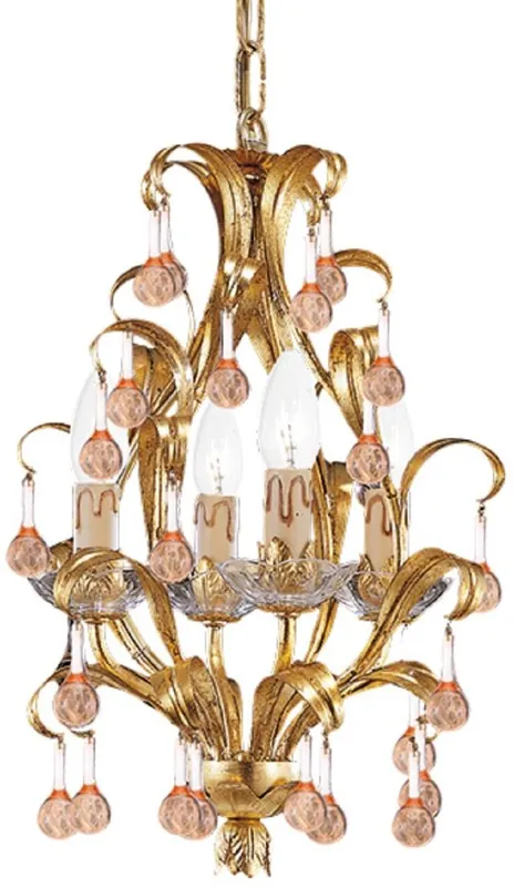 Casa Padrino Luxus Barock Kristall Kronleuchter Gold mit Patina / Mehrfarbig Ø 33 x H. 43 cm - Barockstil Wohnzimmer Kronleuchter - Edel & Prunkvoll - Luxus Qualität - Made in Italy Günstig