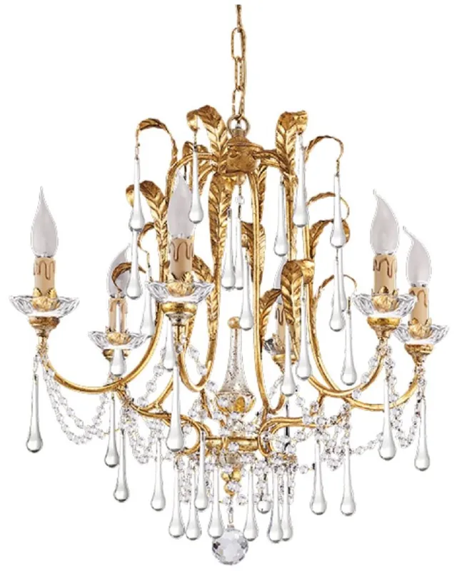 Casa Padrino Luxus Barock Kronleuchter mit edlem Murano Glas Gold mit Patina Ø 61 x H. 60 cm - Prunkvoller Wohnzimmer Kronleuchter im Barockstil - Luxus Qualität - Made in Italy Sofort Bestellen