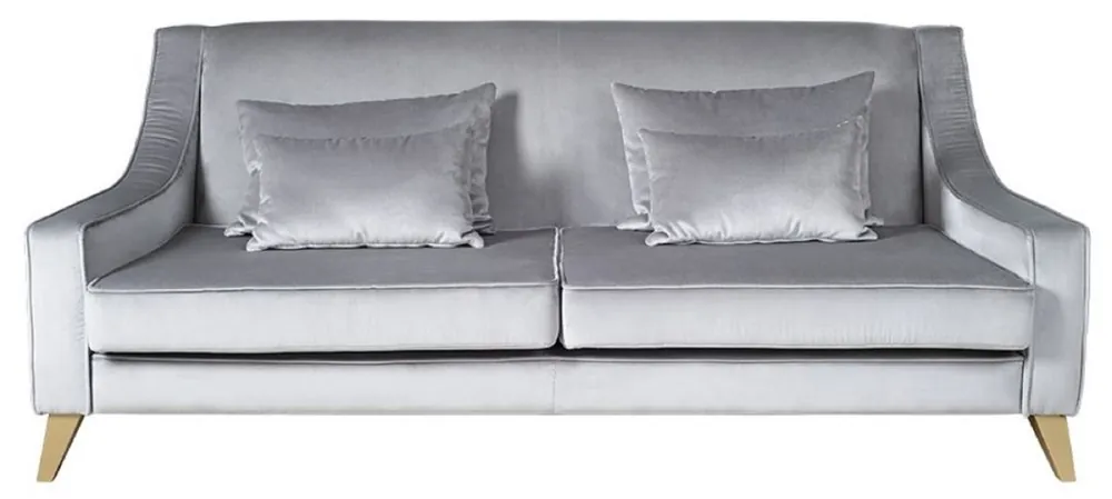 Casa Padrino Luxus Neoklassik Sofa Silber / Gold 202 x 94 x H. 85 cm - Wohnzimmer Sofa - Hotel Sofa - Wohnzimmer Möbel - Hotel Möbel - Luxus Möbel - Neoklassik Möbel Sonderaktion