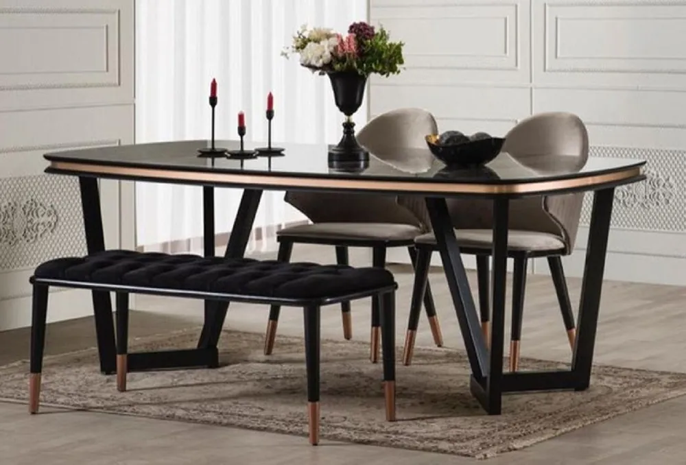 Top-Seller Casa Padrino Luxus Esstisch Schwarz / Kupfer 207 x 104 x H. 78 cm - Rechteckiger Küchentisch - Esszimmer Möbel - Esszimmer Einrichtung - Luxus Möbel - Luxus Einrichtung