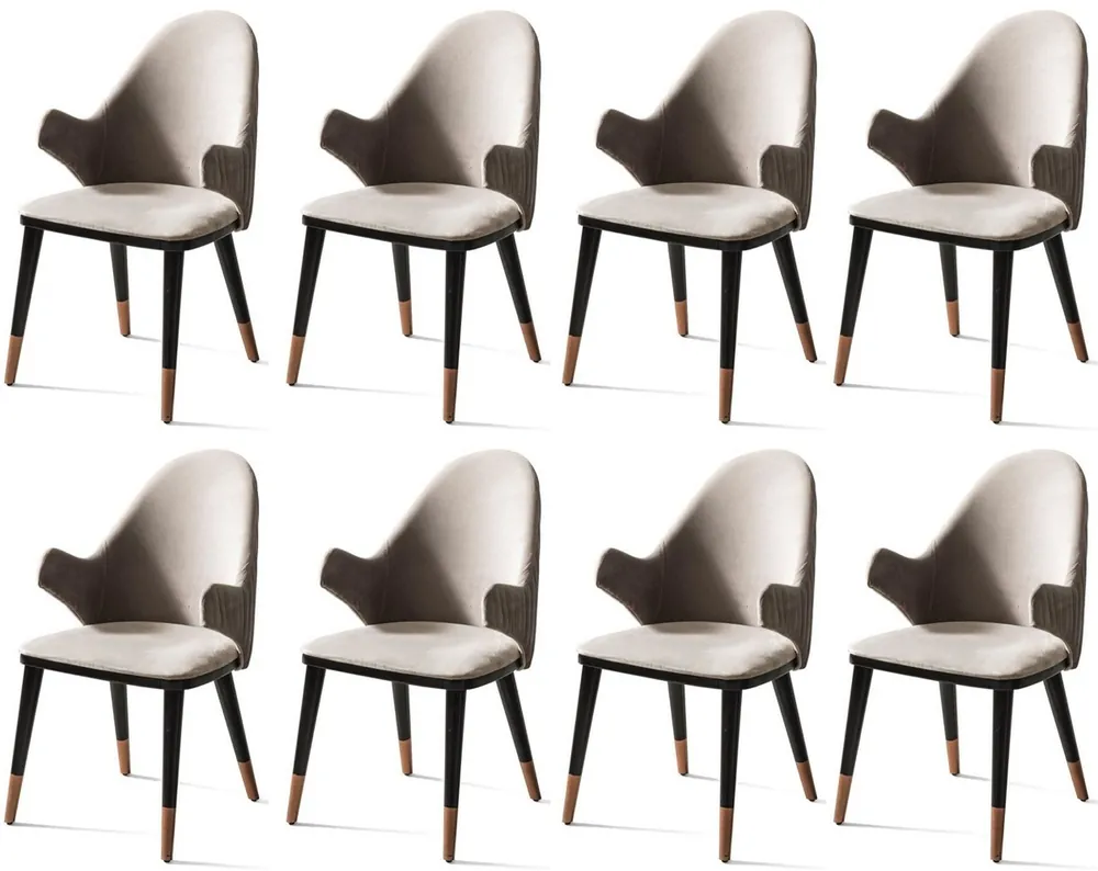 Geprüft Casa Padrino Luxus Esszimmerstuhl 8er Set mit Armlehnen Grau / Schwarz / Kupfer 52 x 52 x H. 88 cm - Esszimmer Möbel - Restaurant Möbel - Esszimmer Einrichtung - Luxus Möbel - Luxus Einrichtung