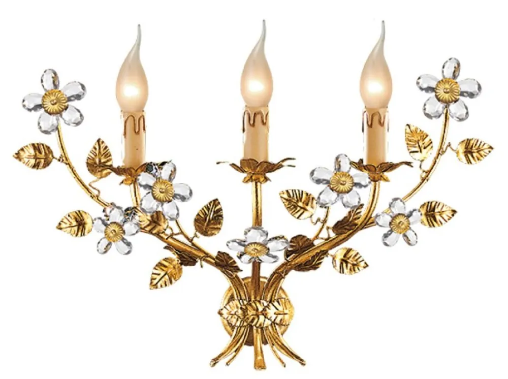 Casa Padrino Luxus Barock Wandleuchte Gold mit Patina 52 x 20 x H. 35 cm - Elegante Barockstil Wandlampe mit edlem Murano Glas - Barock Leuchten - Luxus Qualität - Made in Italy Expressversand