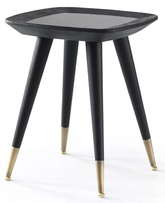 Casa Padrino Luxus Beistelltisch Schwarz / Grün / Antik Messing 45 x 45 x H. 53 cm - Quadratischer Tisch mit Marmorplatte - Wohnzimmer Möbel - Hotel Möbel - Luxus Möbel Zertifiziert