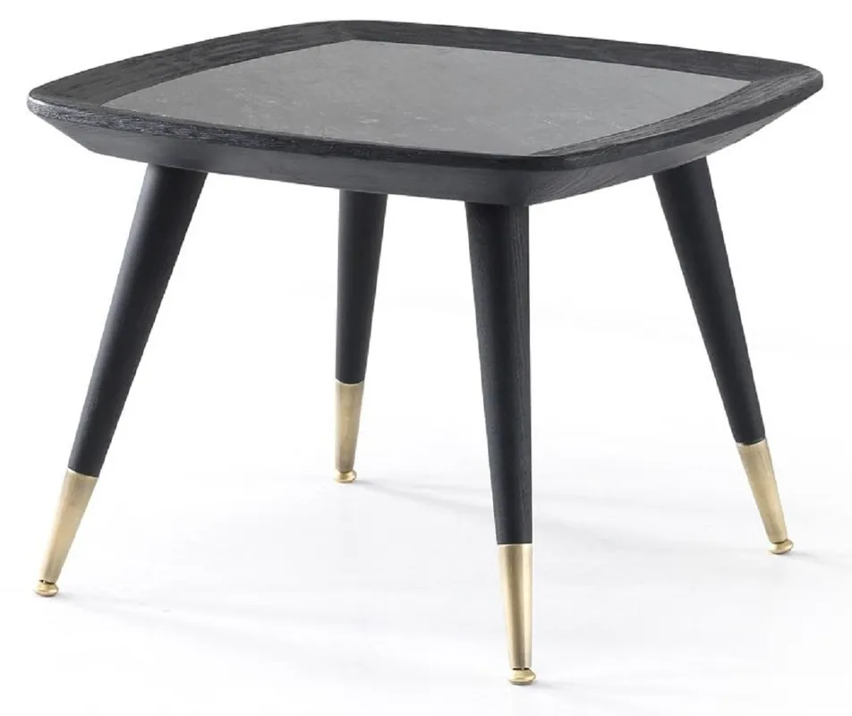 Echt Casa Padrino Luxus Beistelltisch Schwarz / Grün / Antik Messing 60 x 60 x H. 44 cm - Quadratischer Tisch mit Marmorplatte - Wohnzimmer Möbel - Hotel Möbel - Luxus Möbel