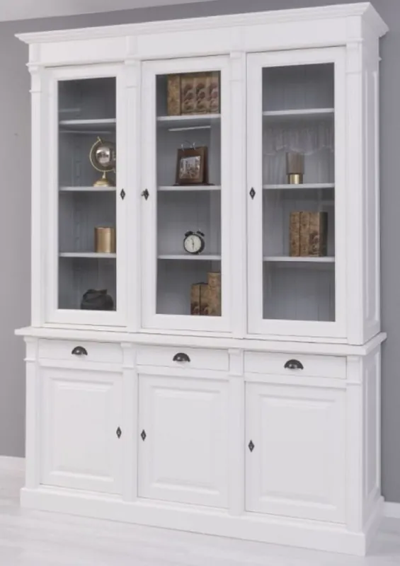 Versand Am Gleichen Tag Casa Padrino Landhausstil Bücherschrank Weiß / Grau 183 x 51 x H. 240 cm - Massivholz Schrank - Regalschrank - Wohnzimmerschrank - Büroschrank - Landhausstil Möbel