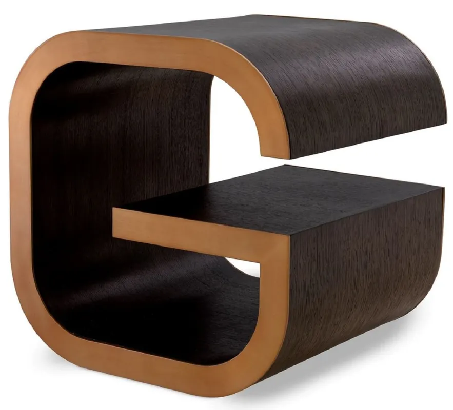 Casa Padrino Luxus Beistelltisch Mokka / Messing 46 x 46 x H. 50,5 cm - Designer Wohnzimmer Tisch - Wohnzimmer Möbel - Luxus Möbel - Designer Möbel - Luxus Einrichtung - Designer Einrichtung Markenprodukt
