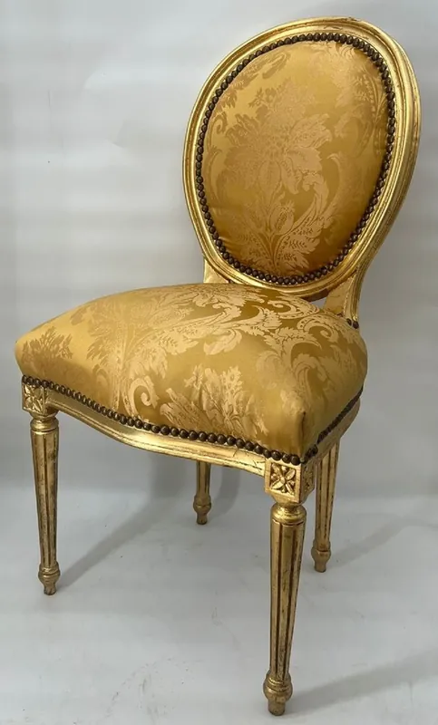 Günstig Casa Padrino Barock Esszimmer Stuhl Medaillon Gold Muster / Gold - Handgefertigter Massivholz Antik Stil Küchen Stuhl mit Muster - Esszimmer Möbel im Barockstil - Barock Möbel
