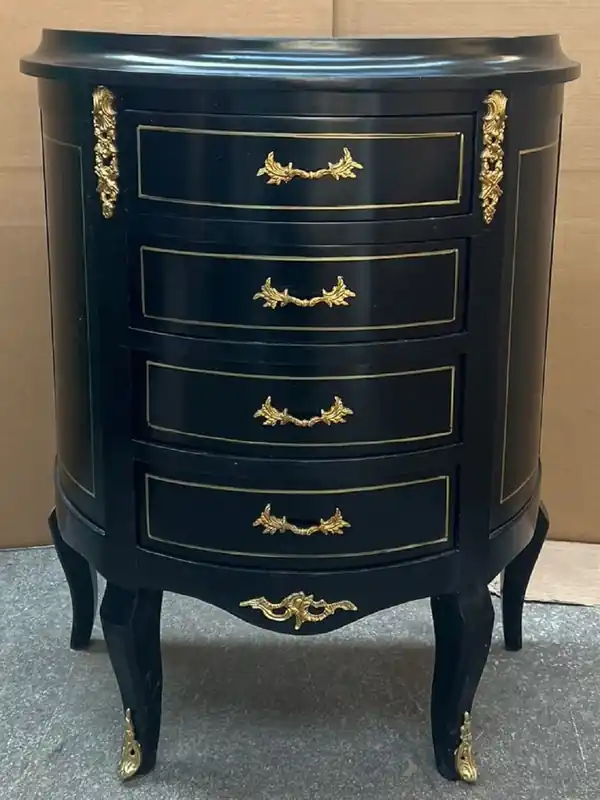 Letzte Chance Casa Padrino Barock Kommode mit 4 Schubladen Schwarz / Gold - Handgefertigte Massivholz Kommode im Barockstil - Handgefertigte Barock Möbel - Edel & Prunkvoll