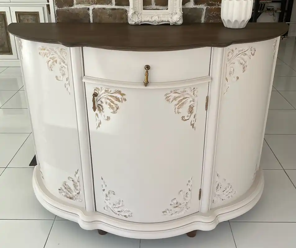 Casa Padrino Luxus Barock Sideboard Creme / Braun - Barockstil Massivholz Schrank mit Schublade und Tür - Luxus Möbel im Barockstil - Barock Möbel - Edel & Prunkvoll Expressversand