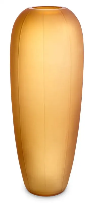Casa Padrino Luxus Glas Vase Bernstein Ø 22 x H. 65 cm - Mundgeblasene Blumenvase - Runde Deko Blumenvase - Deko Accessoires - Deko Glas Vasen - Luxus Accessoires Expressversand
