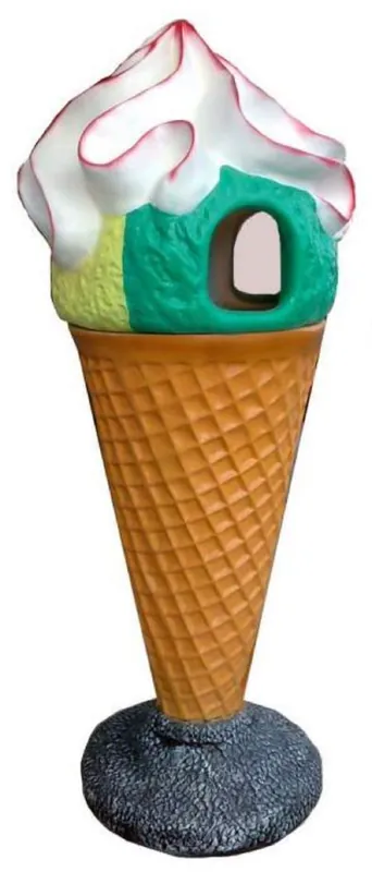 Sonderaktion Casa Padrino Luxus Deko Eis im Hörnchen / Abfalleimer Mehrfarbig H. 145 cm - Großes Deko Eis - Wetterbeständiges XXL Deko Eis - Gastronomie Dekoration - Eisdielen Dekoration - Restaurant Dekoration