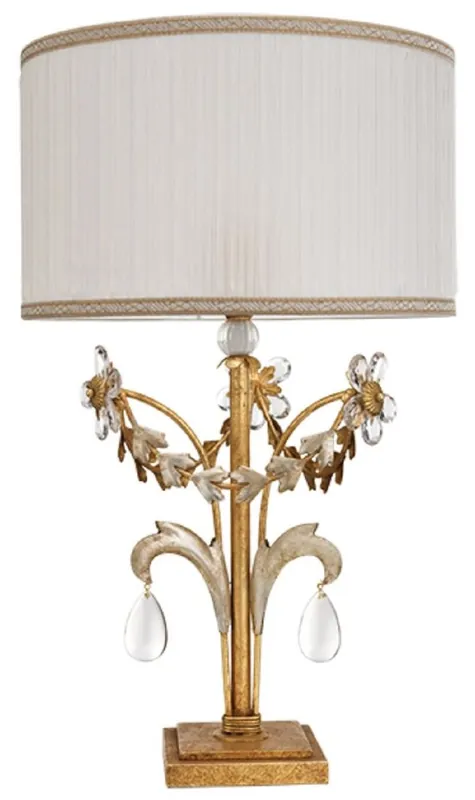 Casa Padrino Luxus Barock Kristall Tischleuchte Antik Gold / Antik Silber Ø 30 x H. 50 cm - Prunkvolle Barockstil Schreibtischleuchte mit böhmischen Kristallglas - Luxus Qualität - Made in Italy Rabatt