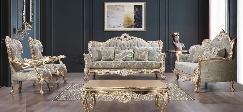 Neu Casa Padrino Luxus Barock Wohnzimmer Set Grün / Antik Gold - 2 Barock Sofas & 2 Barock Sessel & 1 Barock Couchtisch - Luxus Wohnzimmer Möbel im Barockstil - Barock Möbel