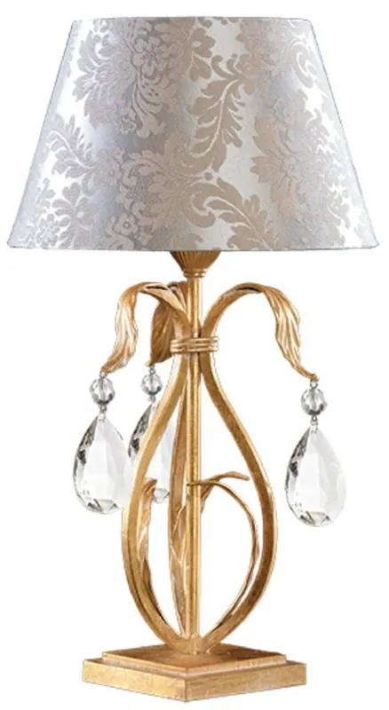 Casa Padrino Luxus Barock Kristall Tischleuchte Gold / Weiß / Silber Ø 25 x H. 46 cm - Prunkvolle Barockstil Schreibtischleuchte mit edlem böhmischen Kristallglas - Luxus Qualität - Made in Italy Bestseller